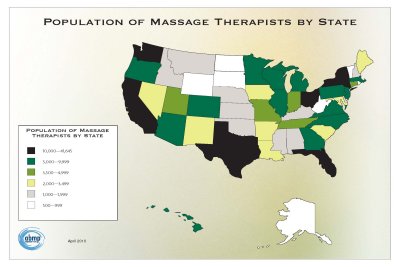 Population of Massage Therapists by State