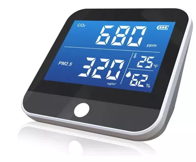 a CO2 air detector with temperature and moisture monitoring.