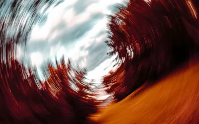 An out-of-focus image, giving an impression of blurred vision.