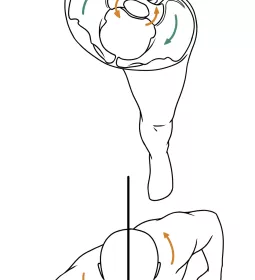 minimalist sketch of a human figure twisting at the hips.