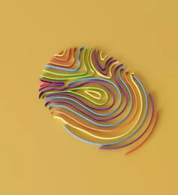 Colorful illustration of a fingerprint.