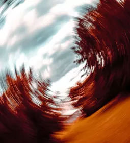 An out-of-focus image, giving an impression of blurred vision.