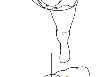 minimalist sketch of a human figure twisting at the hips.