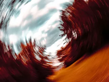 An out-of-focus image, giving an impression of blurred vision.