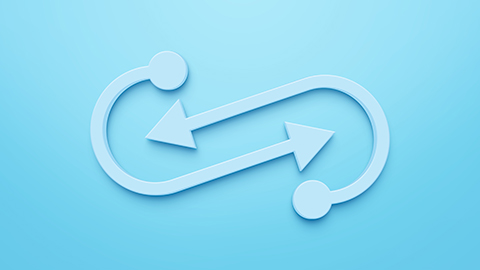 Image of two arrows revolving around each other.