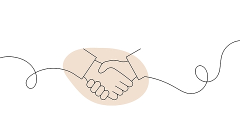 Continuous Line Drawing of Handshake Icon. Hand Drawn Symbol Vector Illustration.