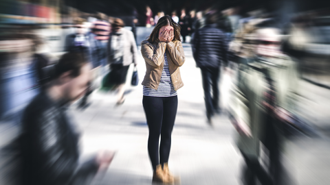 Psychology, solitude, fear or mental health problems concept.