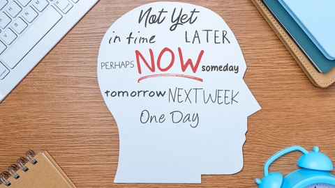 Procrastination, time management concept.